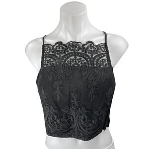 Kendall & Kylie Black Lace Sleeveless Racerback Cami Camisole Crop Tank Top Sz S